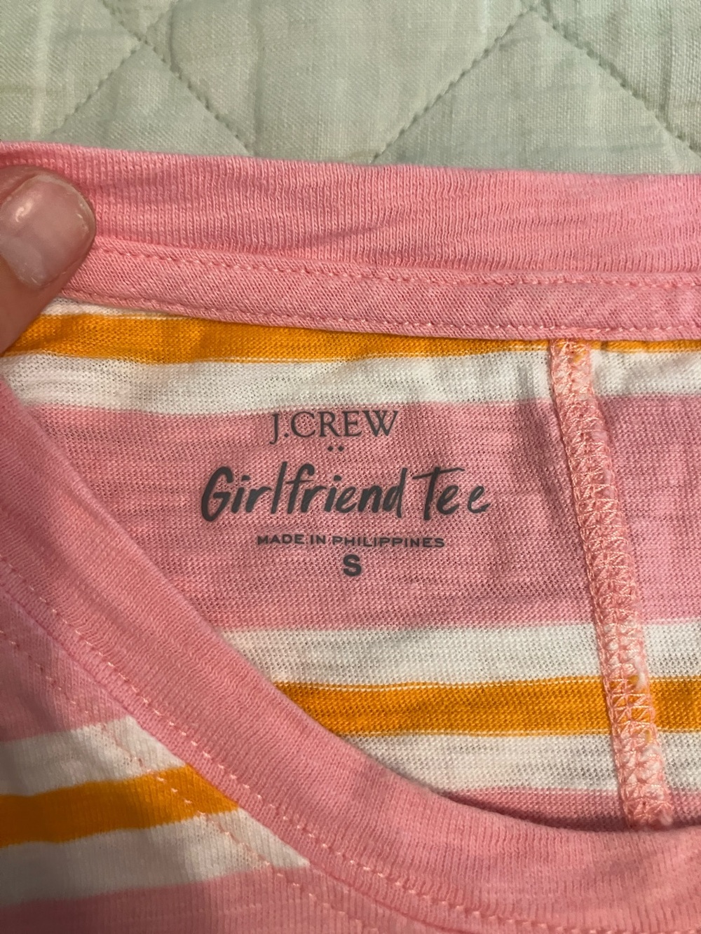 J. Crew Pink and Orange Girlfriend Tee 100% Cotton - Picture 2 of 3